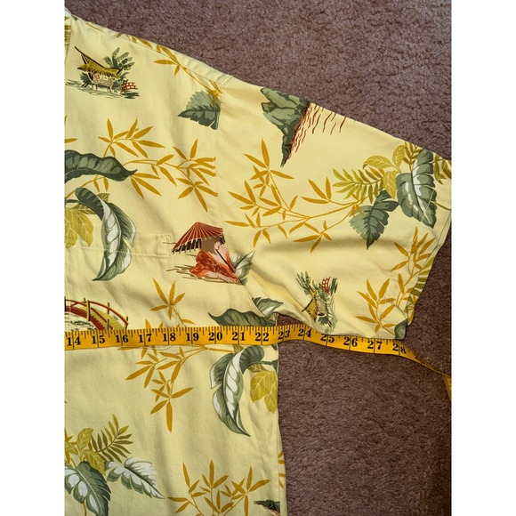 Tommy Bahama Short Sleeve Shirt Mens M Yellow Silk Tropical Bamboo Silk - Picture 5 of 7
